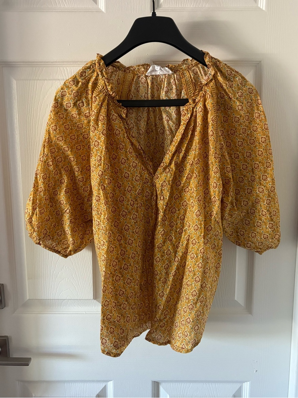 Dear John Denim Costa Novelty Top Marigold Calico Boho Blouse Size L - Picture 3 of 6